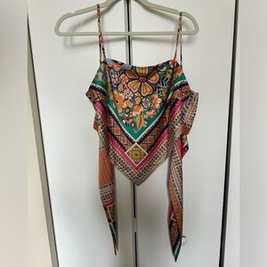 Bandana open-back tie top